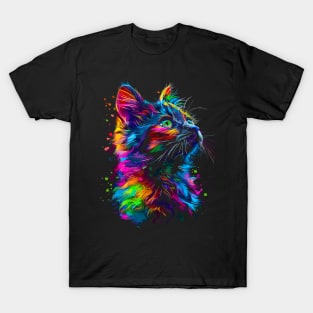 Wwos Whimsical Rainbow Kitty Cutest Colorful Cat T-Shirt